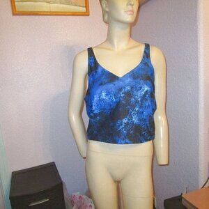 NWT Oalka TIE DYE Galaxy Size XXL SPORTS BRA Longline CROP Tank GYM Fitness Top
